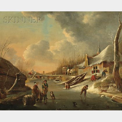 Attributed to Andries Vermeulen (Dutch, 1763-1814) Winter on the River.