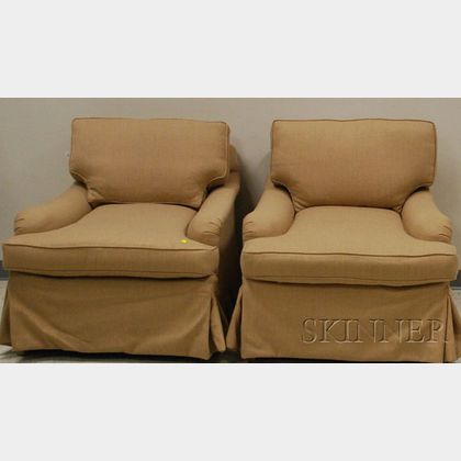 Two Modern Wool Upholstered Armchairs. 