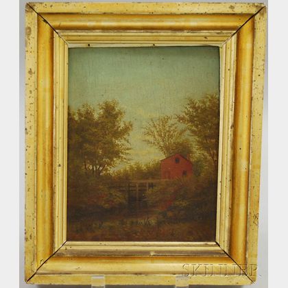 American School 19th Century Oil on Panel View of Pearson's Snuff Mill, Byfield