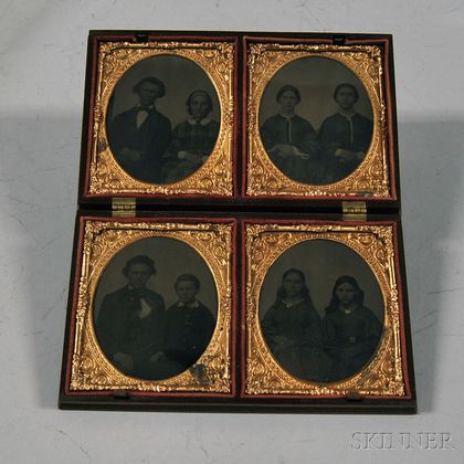 Four Sixth-plate Tintype Family Portraits in a Common Union Case