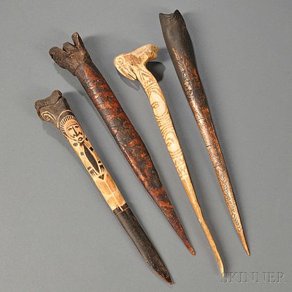 Four New Guinea Bone Daggers