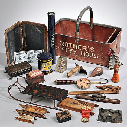 "MOTHER'S/KOFFEE HOUSE" Advertising Basket and Assorted Contents