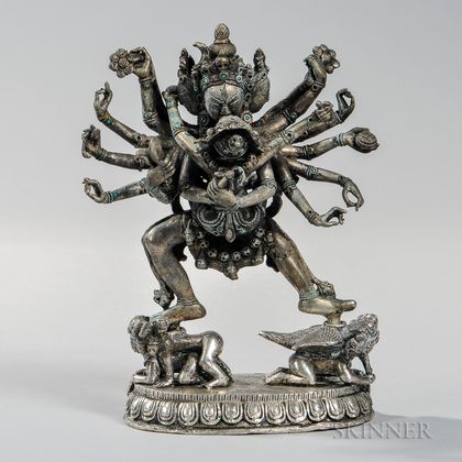 Silver Alloy Sculpture of Chakrasamvara