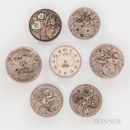 Seven American Watch Movements and Dials