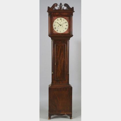 Federal Mahogany Veneer Inlaid Tall Case Clock