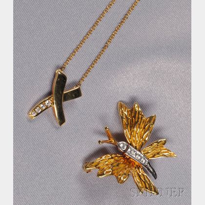 Two 18kt Gold and Diamond Jewelry Items, Tiffany & Co.