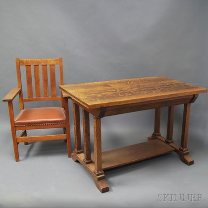Mission Oak Desk and Chair
