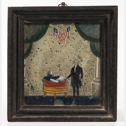 Reverse Painting on Glass Depicting George Washington