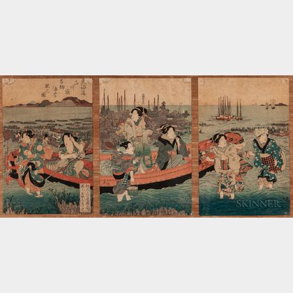 Utagawa Sadatora (fl. 1830-1845),Triptych Woodblock Print