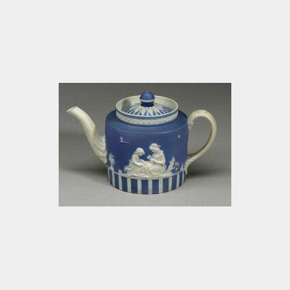 Wedgwood Pale Blue Jasper Dip Teapot and Cover