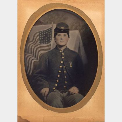 Tinted Tintype of a Young American Soldier