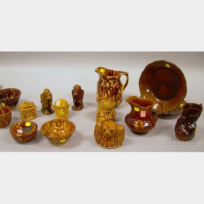 Fifteen Pieces of Assorted Rockingham Glazed Stoneware