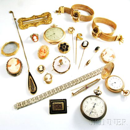 Group of Late Victorian Jewelry and Pocket Watches