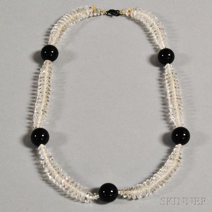 Crystal and Black Bead Necklace