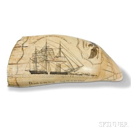 Scrimshaw Whale's Tooth Showing the Frances of New Bedford