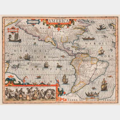 North and South America. Jodocus Hondius Jr. (1594-1629) Septentrio America.