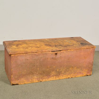 Salmon-painted Pine Six-board Chest
