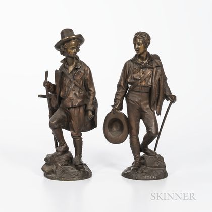 Two Bronze Figures of Hikers