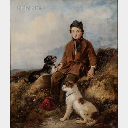 William Walker Morris (British, fl. 1850-1867) A Rest on the Way/Boy with Two Dogs