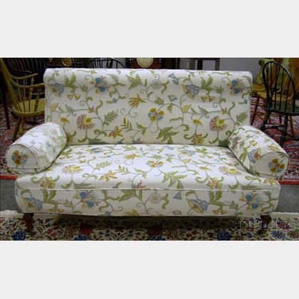 Late Victorian Crewel-work Upholstered Walnut Sofa.