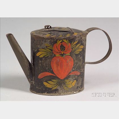 Painted Tinware Tea Pot