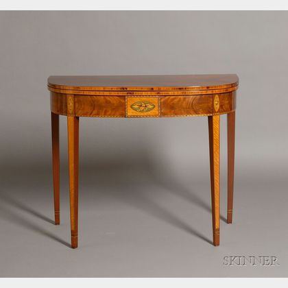 Federal Mahogany and Tiger Maple Inlaid Card Table