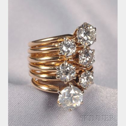 14kt Gold and Diamond Stack Ring