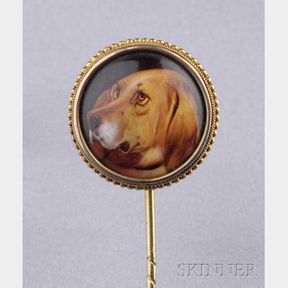 Antique 14kt Gold and Enamel Stickpin, W.B. Ford, 