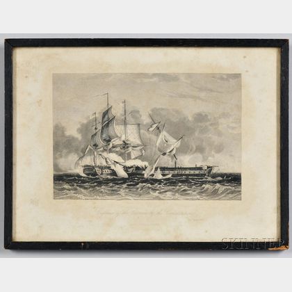 Capture of the Guerriere by the Constitution Engraved Print Gifted to George Roosevelt