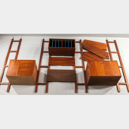 Two George Nelson for Herman Miller Walnut Wall Units