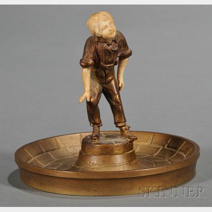 Bronze and Ivory Figural Dish