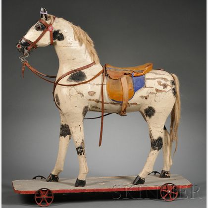 Painted Wooden Horse Pull-toy