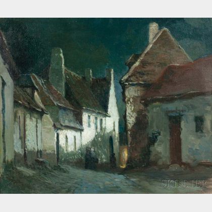 George Ames Aldrich (American, 1872-1941) Village Moonlight, Normandy