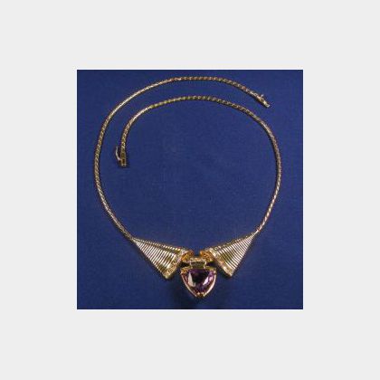 14kt Gold, Amethyst, and Diamond Necklace