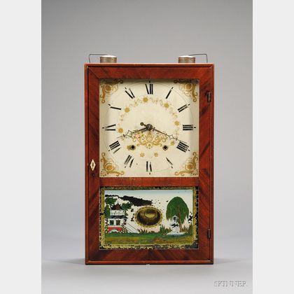 Cherry and Mahogany Box Clock by Eli Terry and Sons