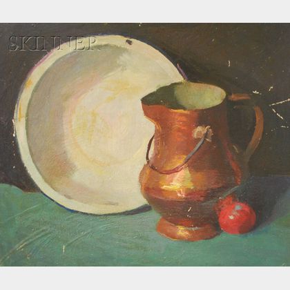 Henry Hensche (American, 1899-1992) Lot of Two Works: Still Life with Copper Ewer