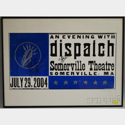 Framed Autographed "An Evening with dispatch" Concert Poster
