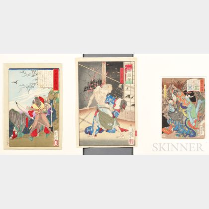 Three Yoshitoshi (1839-1892) Woodblock Prints