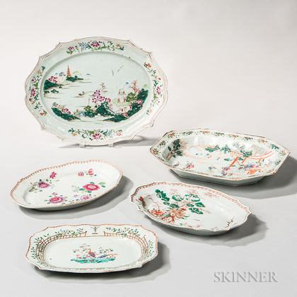 Five Shaped Export Porcelain Platters