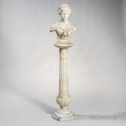 Alabaster Bust of a Renaissance Maiden