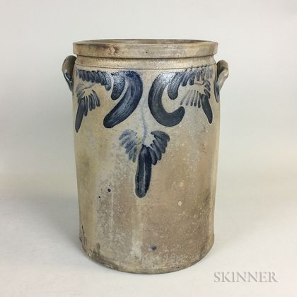 S. Bell & Son Cobalt-decorated Four-gallon Stoneware Crock