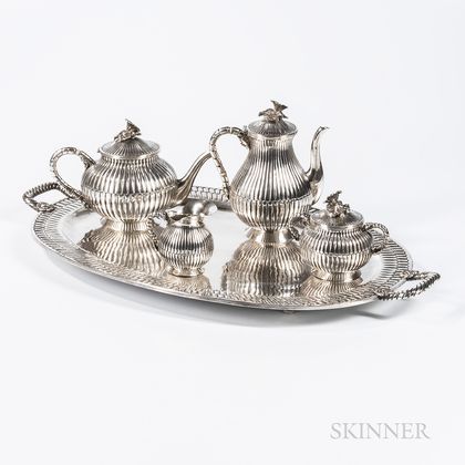 Five-piece Mexican Sterling Silver Tea and Coffee Service