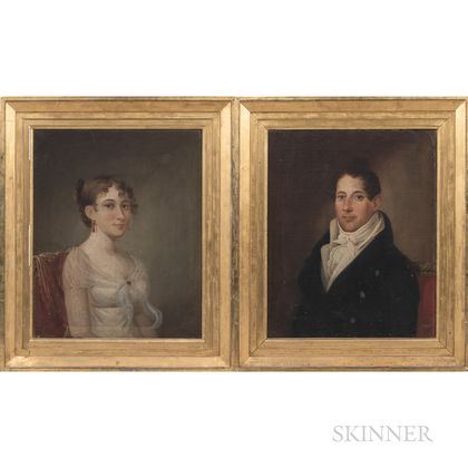 American School, probably Southeastern United States, Early 19th Century, Portraits of John Jordan Crittenden and His First Wife Sara L