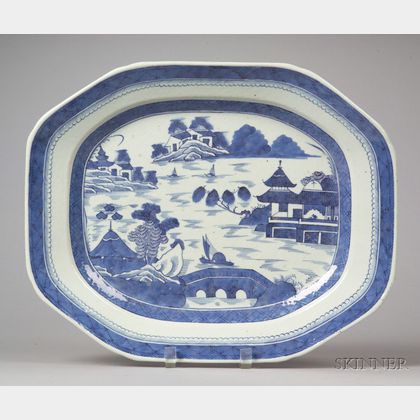 Chinese Export Porcelain Blue and White Canton Platter