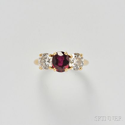18kt Gold, Ruby, and Diamond Ring
