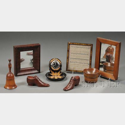 Eight Assorted Wood and Small Framed Items