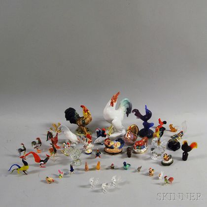 Collection of Mostly Ceramic and Glass Roosters