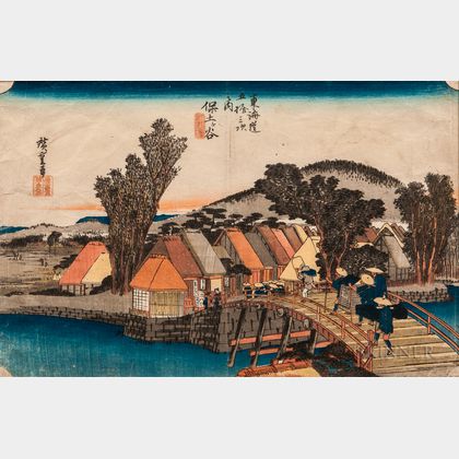 Utagawa Hiroshige (1797-1858),Hodogaya: Shinmachi Bridge 