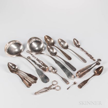 Seventeen Pieces of Early Kirk Silver Flatware