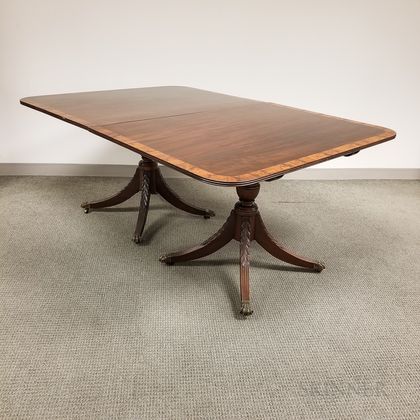 Federal-style Inlaid Mahogany Double-pedestal Dining Table